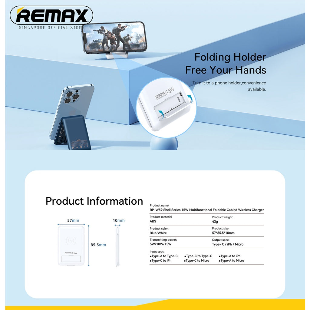 Remax Rp-w59 Shell Series 15w Multifunctional Charger