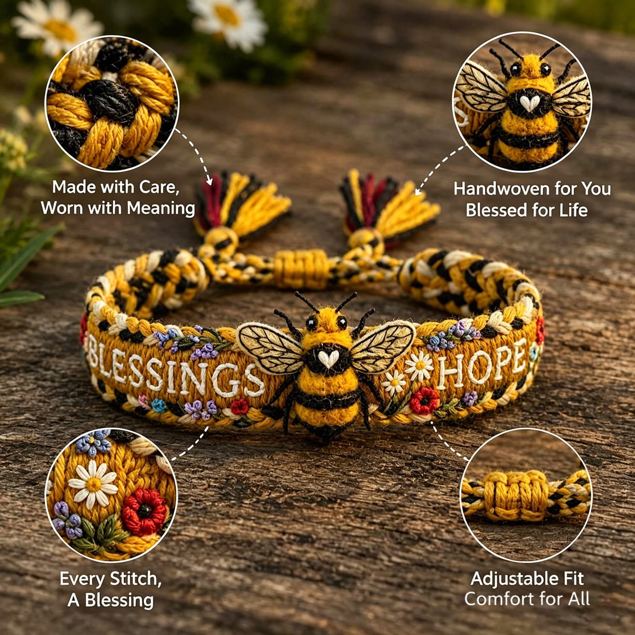 🐝2026 Limited Edition Handmade Honey Bee Woven Bracelet
