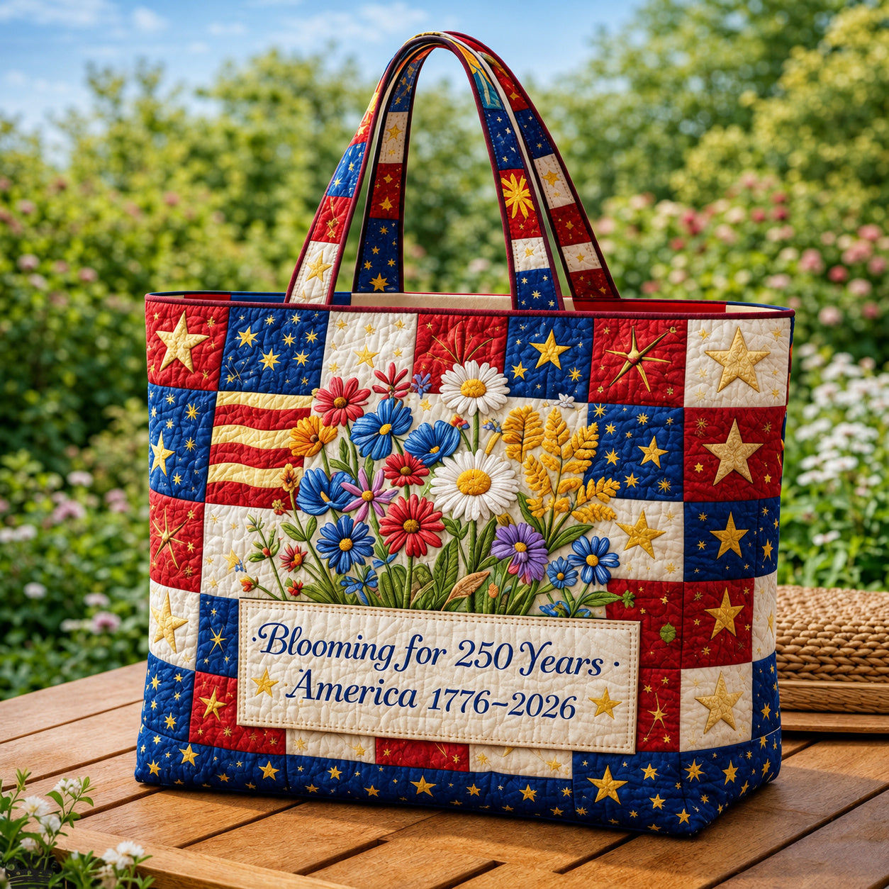 USA 250th Anniversary Quilted Tote Bag