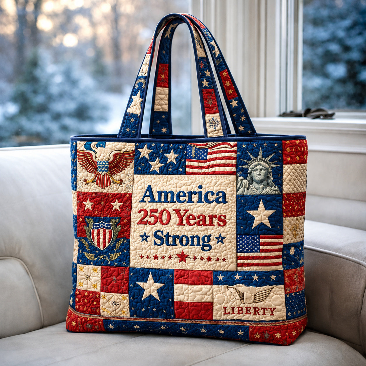 USA 250th Anniversary Quilted Tote Bag