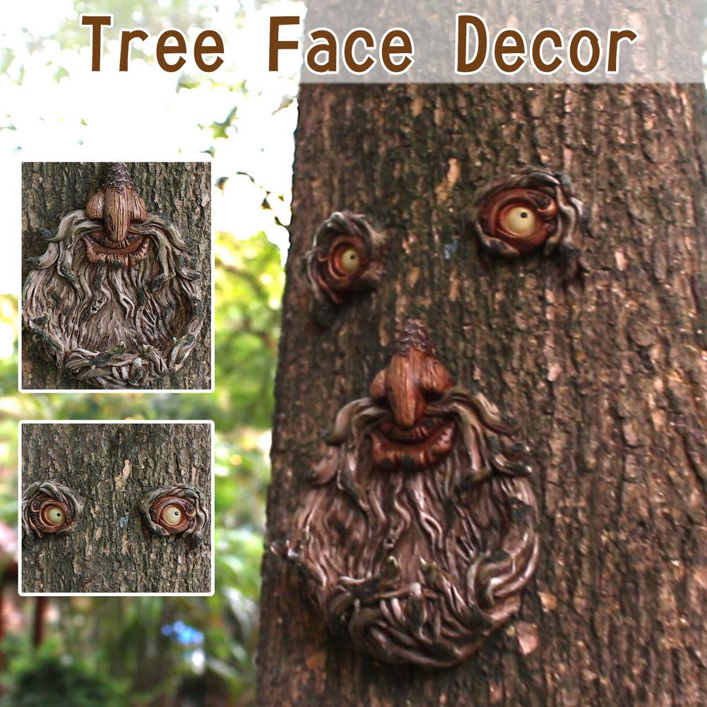 Decor Outdoor Tree Art – Resin Beard Old Man Faces Decorations