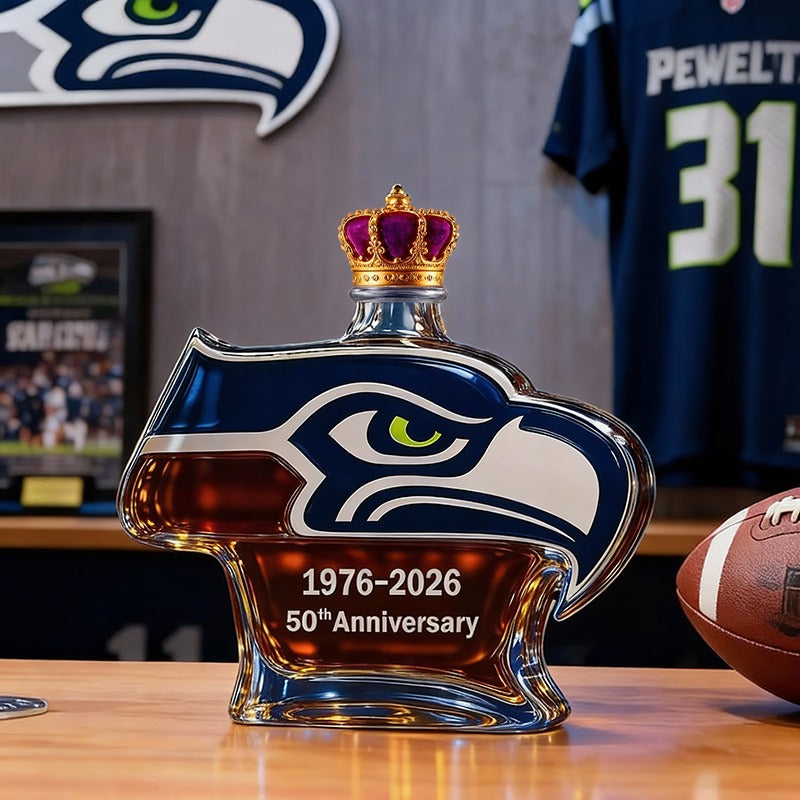 Seattle Seahawks 50th Anniversary Whiskey Bottle