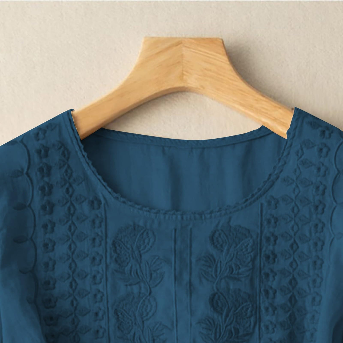 Linen Blouses for Women – 3/4 Sleeve Boho Embroidered Tops
