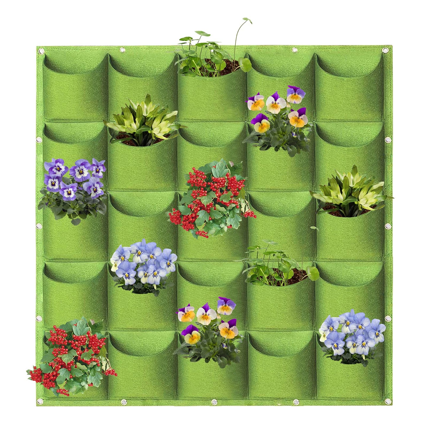 Hängende vertikale, an der Wand montierte Pflanztaschen