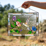 Stained Glass Birds on Window Panel