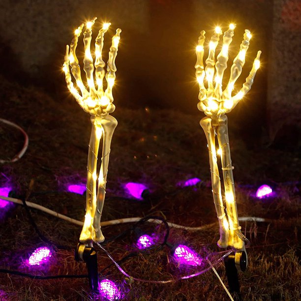 Halloween Dekorationen Beleuchtete Skelettarm-Erdspieße Lichter