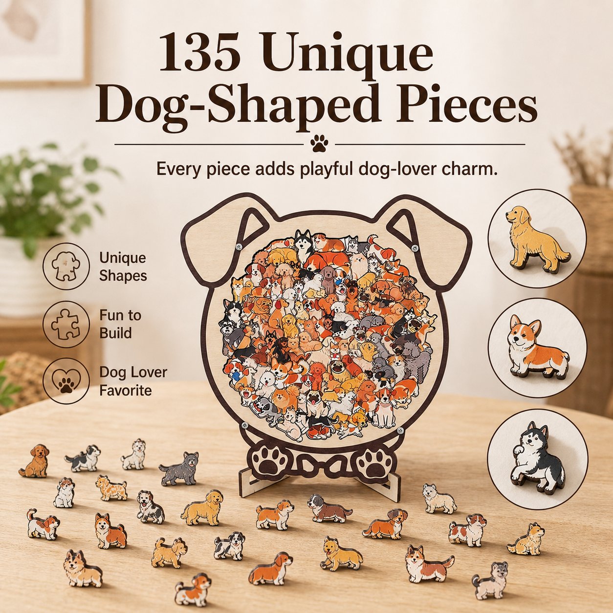 🐶🐱Wooden Dog Jigsaw Puzzle