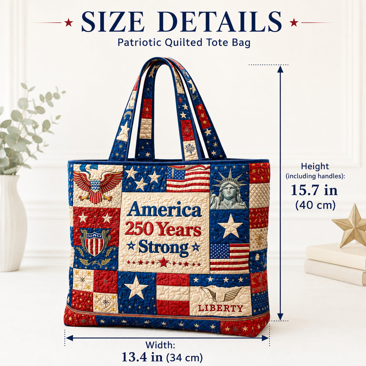 USA 250th Anniversary Quilted Tote Bag