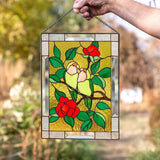 Stained Glass Birds on Window Panel