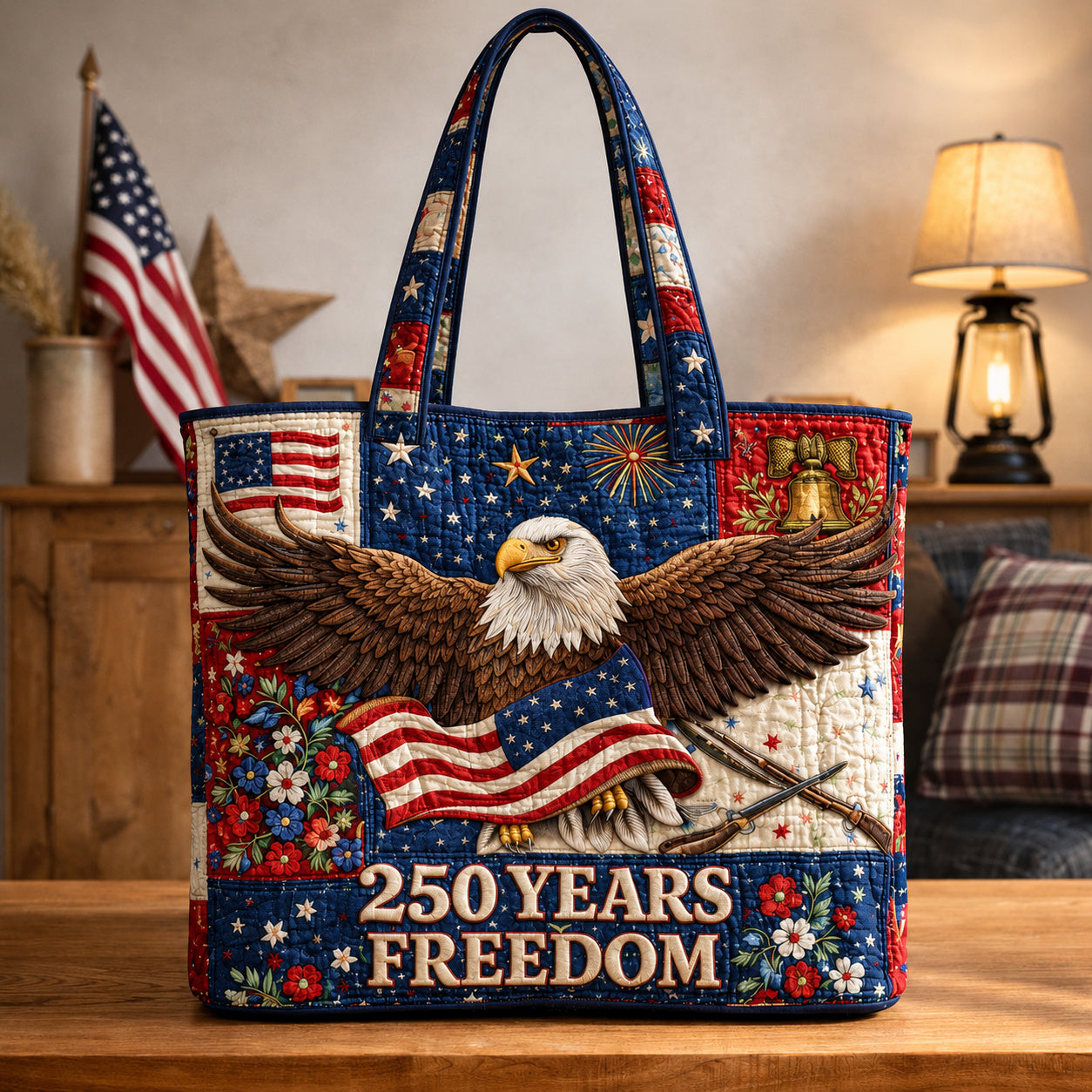 USA 250th Anniversary Quilted Tote Bag