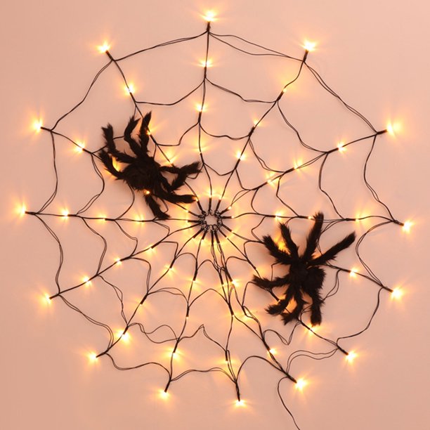 Halloween Deko Spinnennetz Beleuchtung - LED Lichterkette