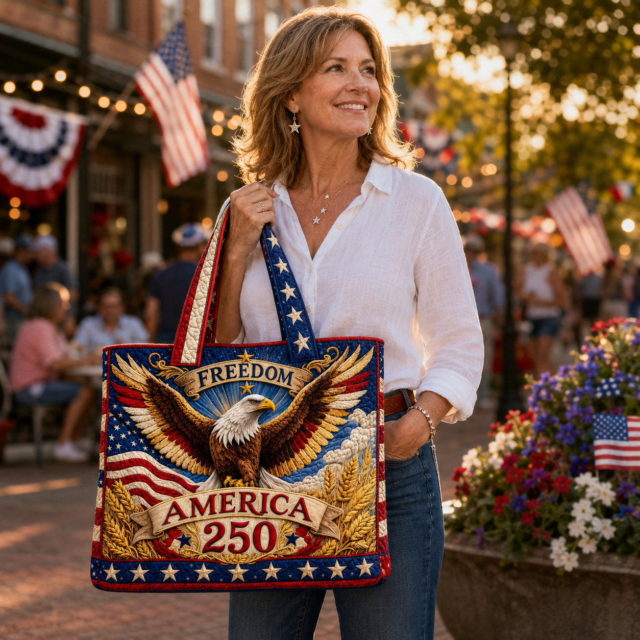 USA 250th Anniversary Quilted Tote Bag