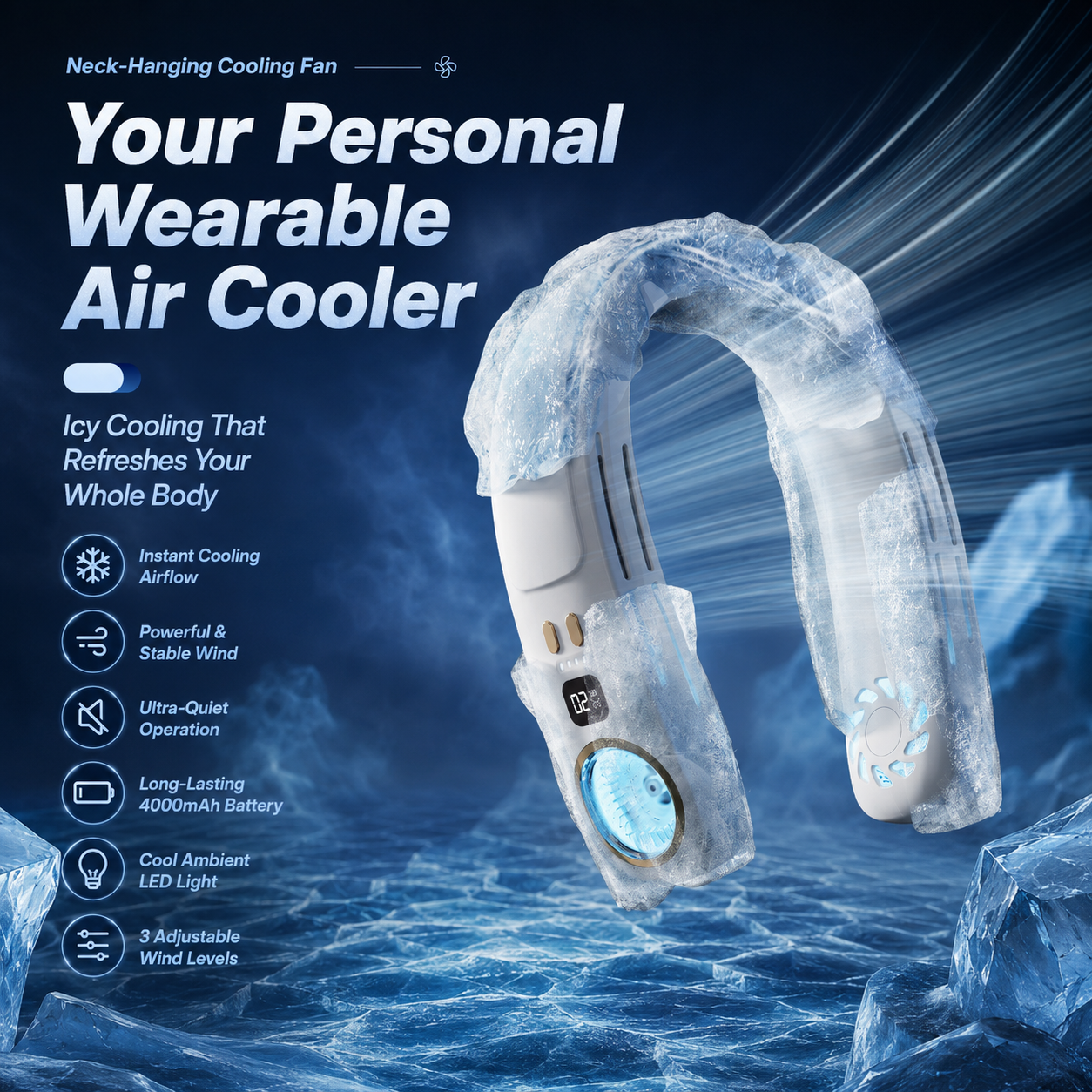 Portable Neck Air Conditioner Fan with TEC Cooling