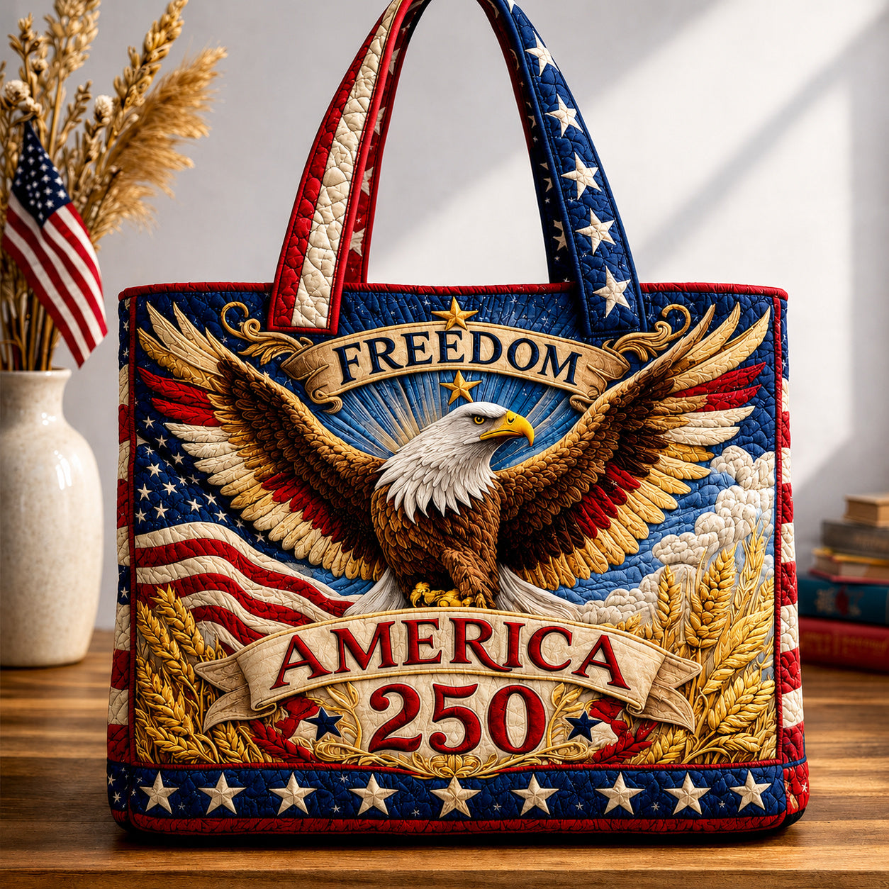USA 250th Anniversary Quilted Tote Bag