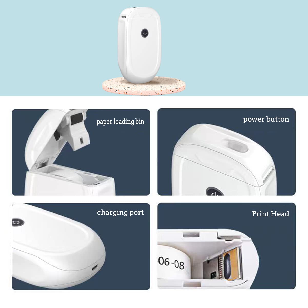 Mini imprimante d'étiquettes thermique sans fil Bluetooth