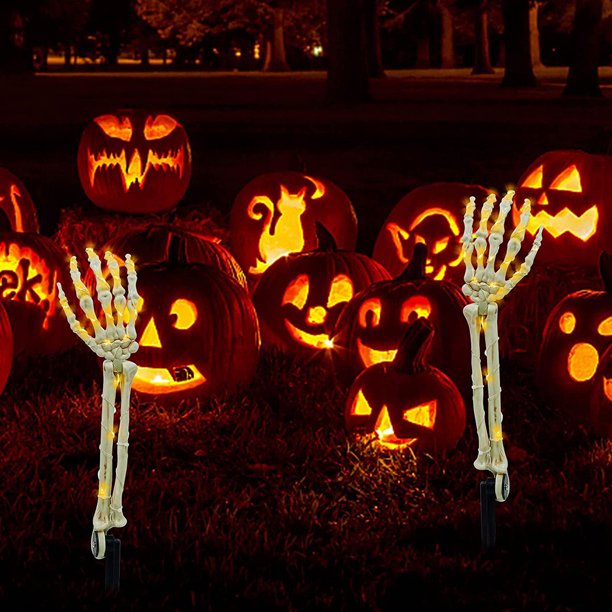 Halloween Dekorationen Beleuchtete Skelettarm-Erdspieße Lichter