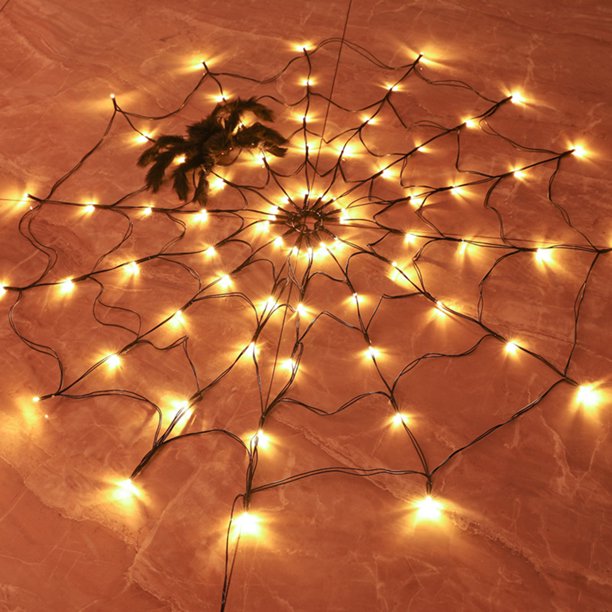 Halloween Deko Spinnennetz Beleuchtung - LED Lichterkette
