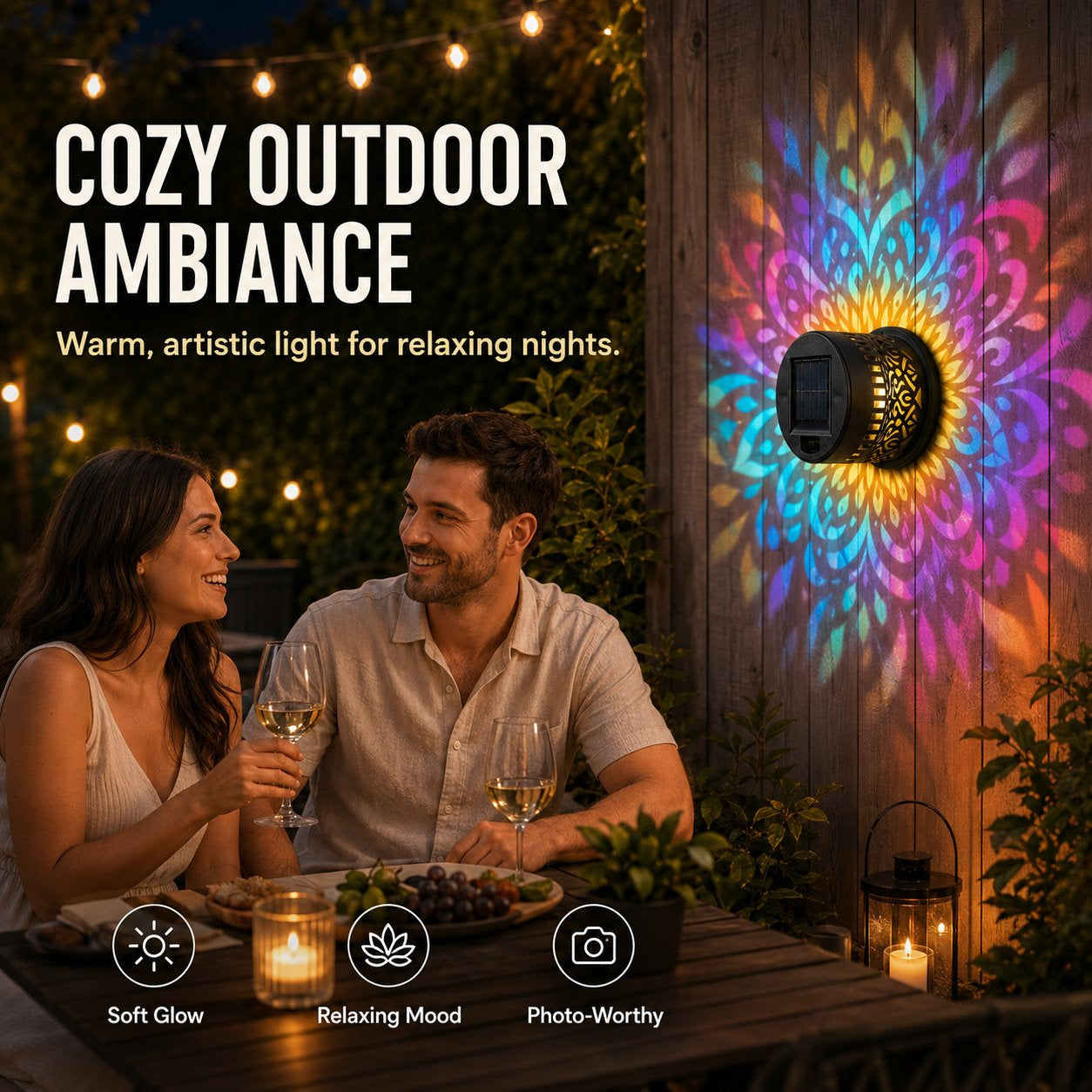 🌞 50% OFF NOW! 🌀 Solar Mandala Light – Stunning Pattern Projection, 2-in-1 Floor & Wall Design & IP65 Waterproof Auto On/Off 🌿