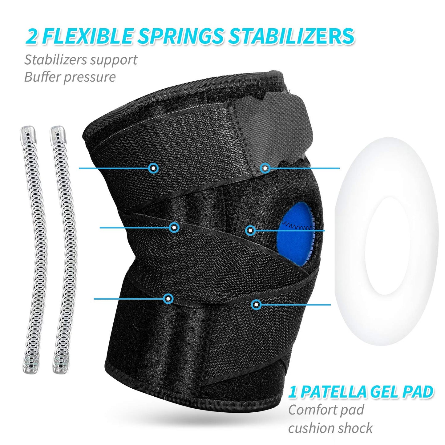 Knieorthese mit Seitenstabilisatoren & Patella-Gel-Pads für Herren & Damen