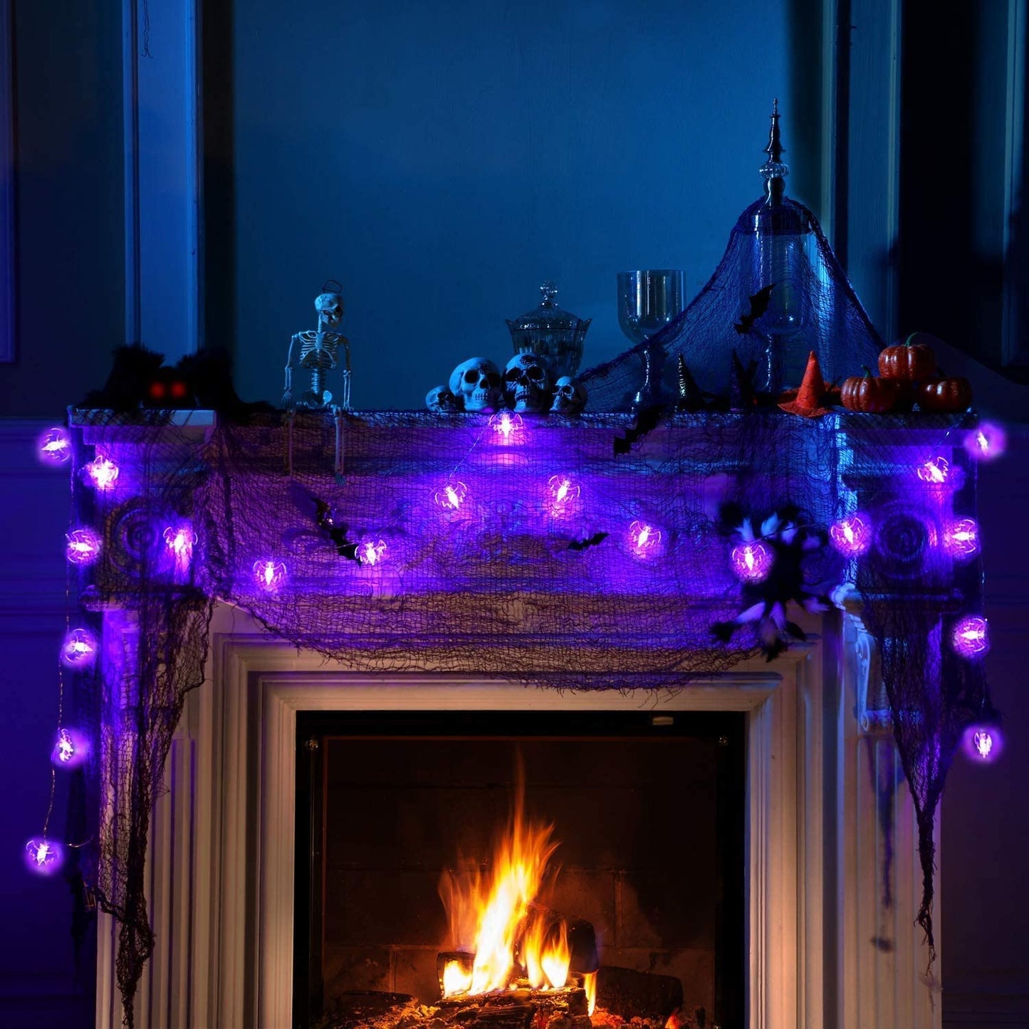 Guirlande lumineuse d'Halloween - Chauve-souris violette