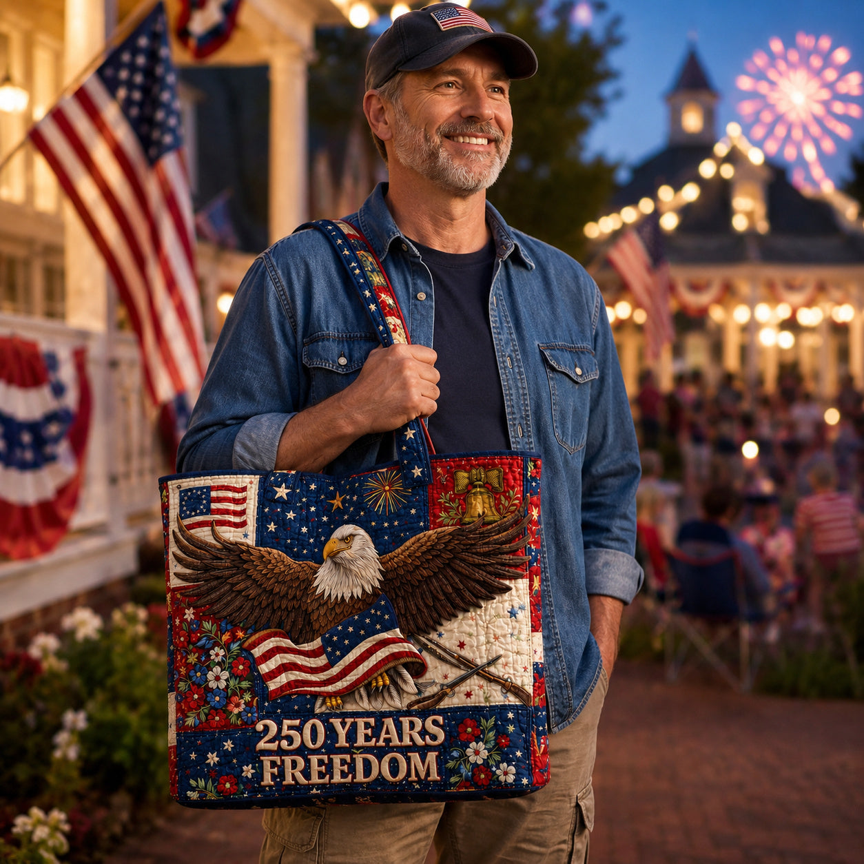 USA 250th Anniversary Quilted Tote Bag