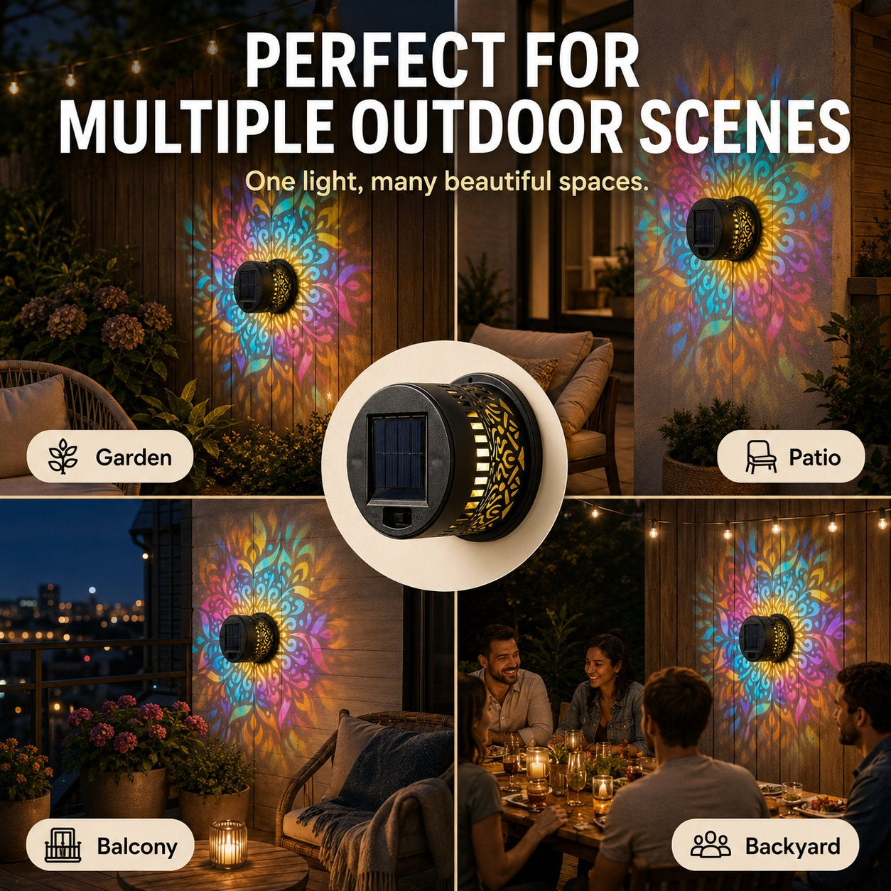 🌞 50% OFF NOW! 🌀 Solar Mandala Light – Stunning Pattern Projection, 2-in-1 Floor & Wall Design & IP65 Waterproof Auto On/Off 🌿