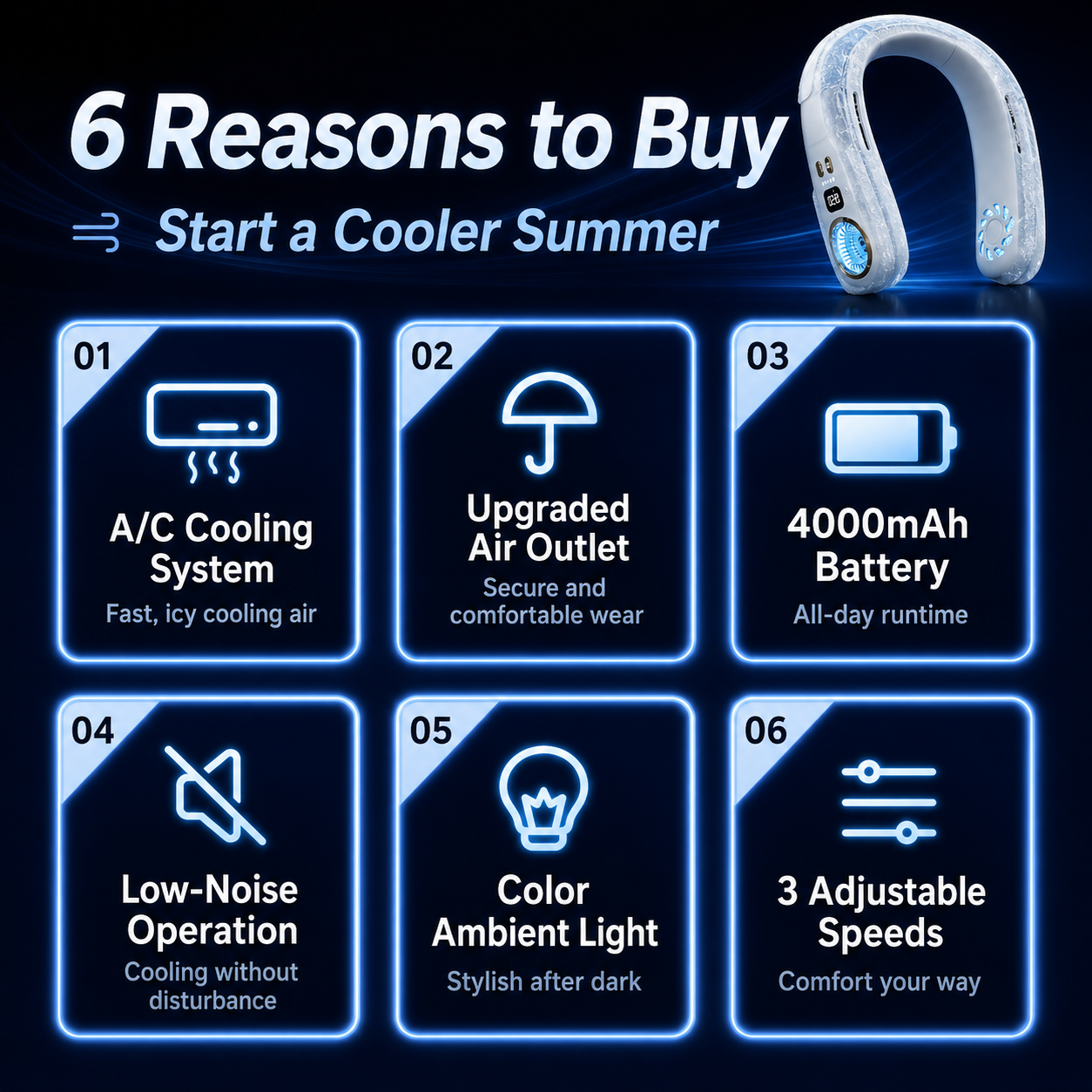 Portable Neck Air Conditioner Fan with TEC Cooling