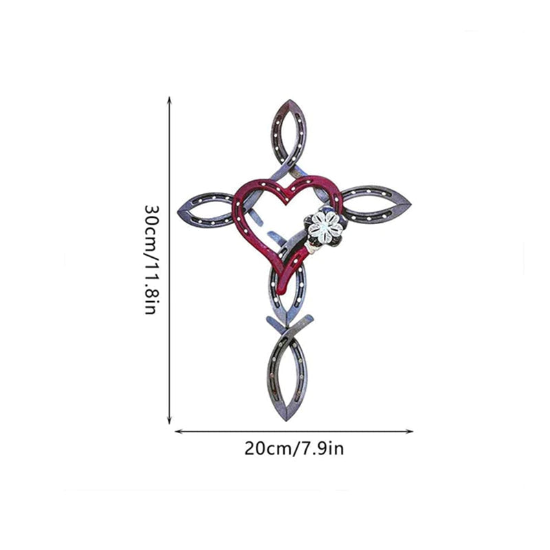 Natürliches Hufeisenkreuz mit Herz