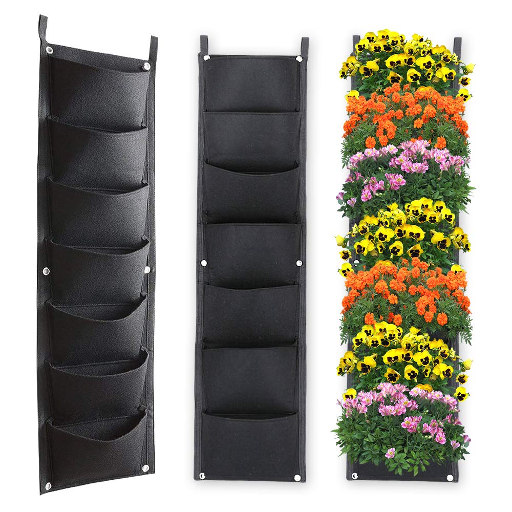 Hängende vertikale, an der Wand montierte Pflanztaschen