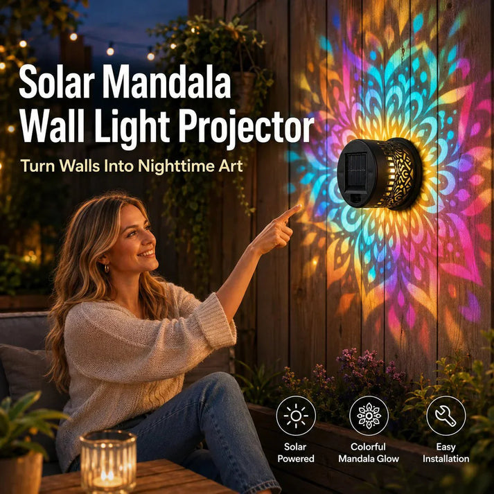 🌞 50% OFF NOW! 🌀 Solar Mandala Light – Stunning Pattern Projection, 2-in-1 Floor & Wall Design & IP65 Waterproof Auto On/Off 🌿