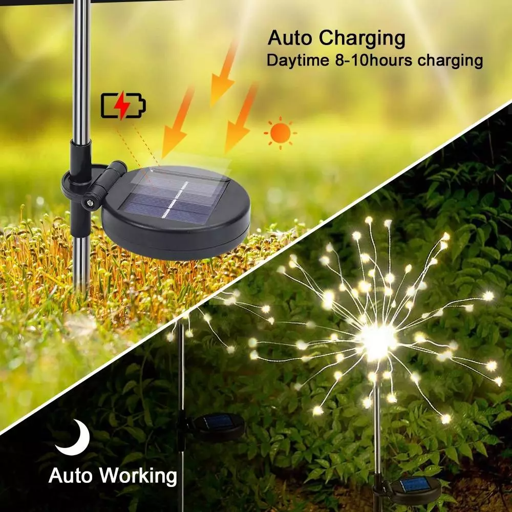 Solar Outdoor Waterproof Yard Fireworks Light - 150 LED