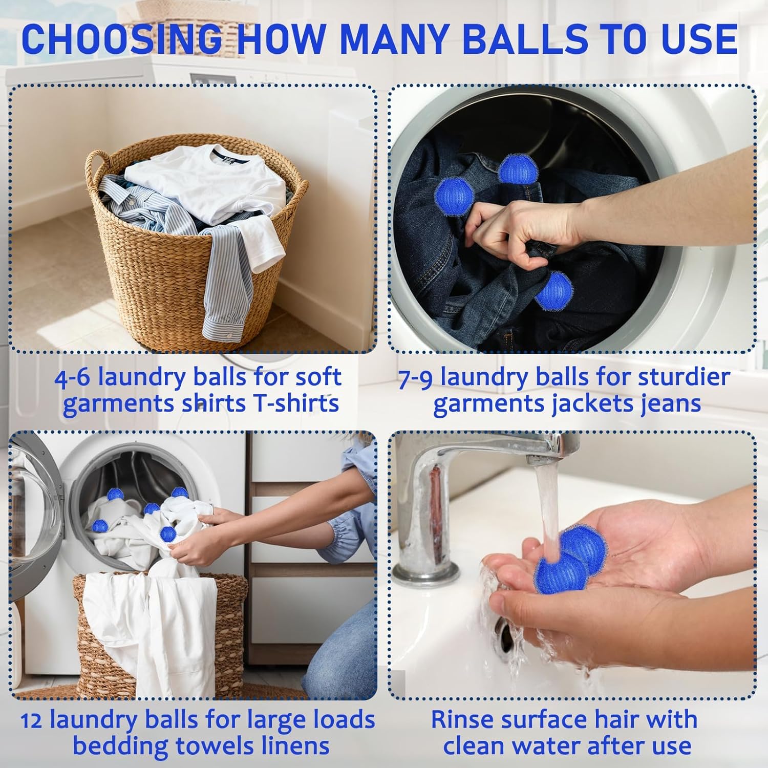12 PCS Reusable Pet Hair Remover Laundry Balls