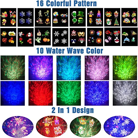 Halloween Projector Lights 16 Pattern Slides Ocean Wave 2-in-1