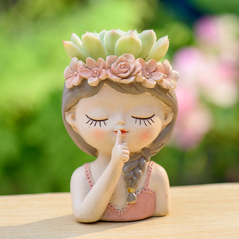 Blumentopf Harz Figur Mädchen