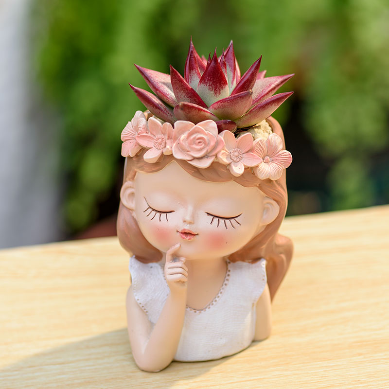Blumentopf Harz Figur Mädchen