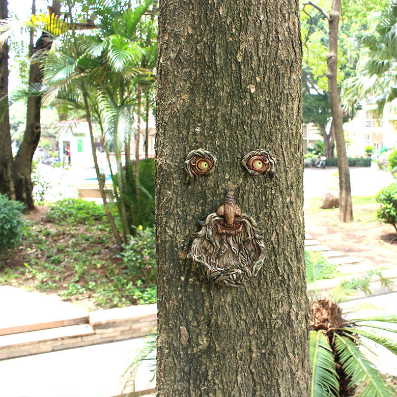 Decor Outdoor Tree Art – Resin Beard Old Man Faces Decorations