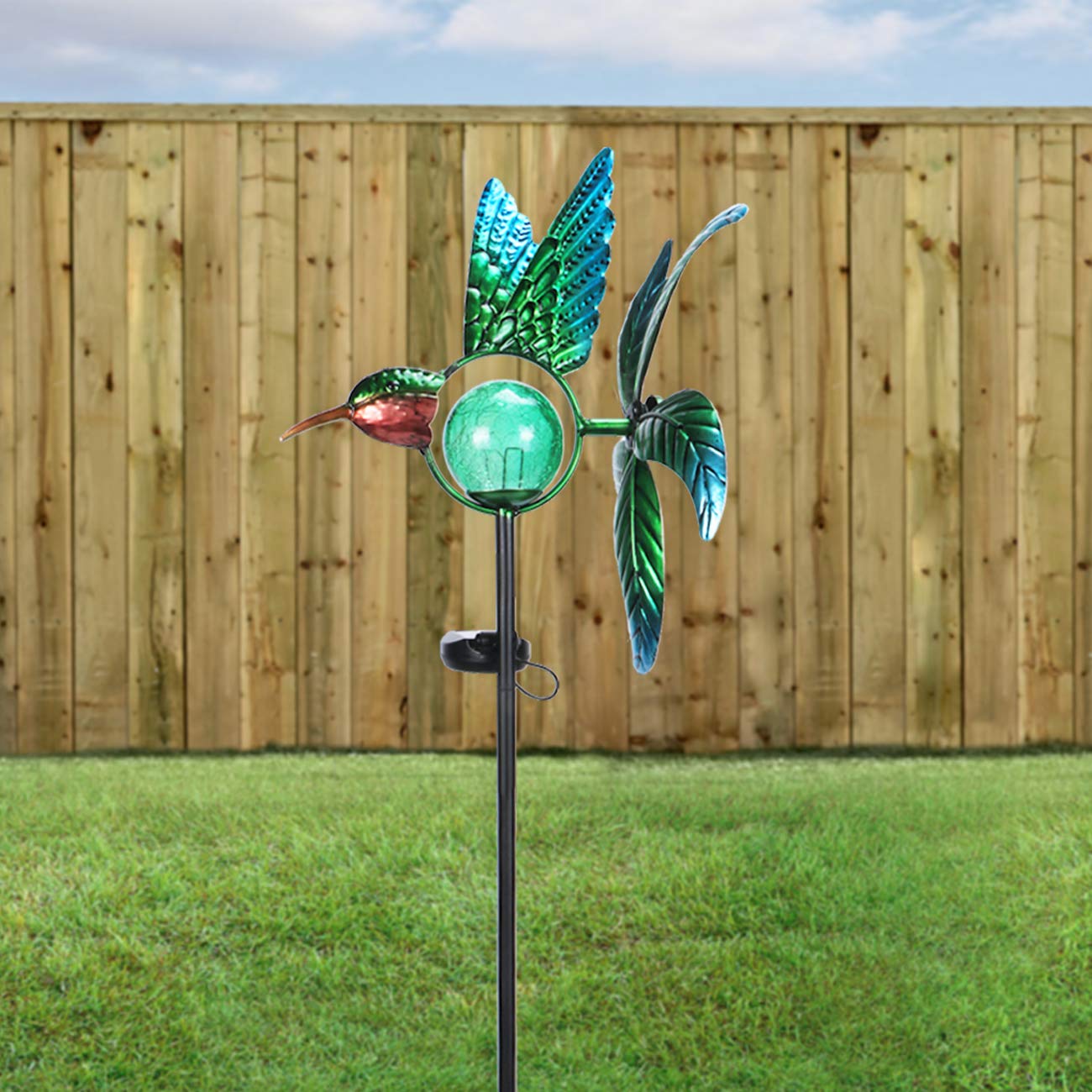 Solar-Windmühlen-Gartenleuchte aus Metall