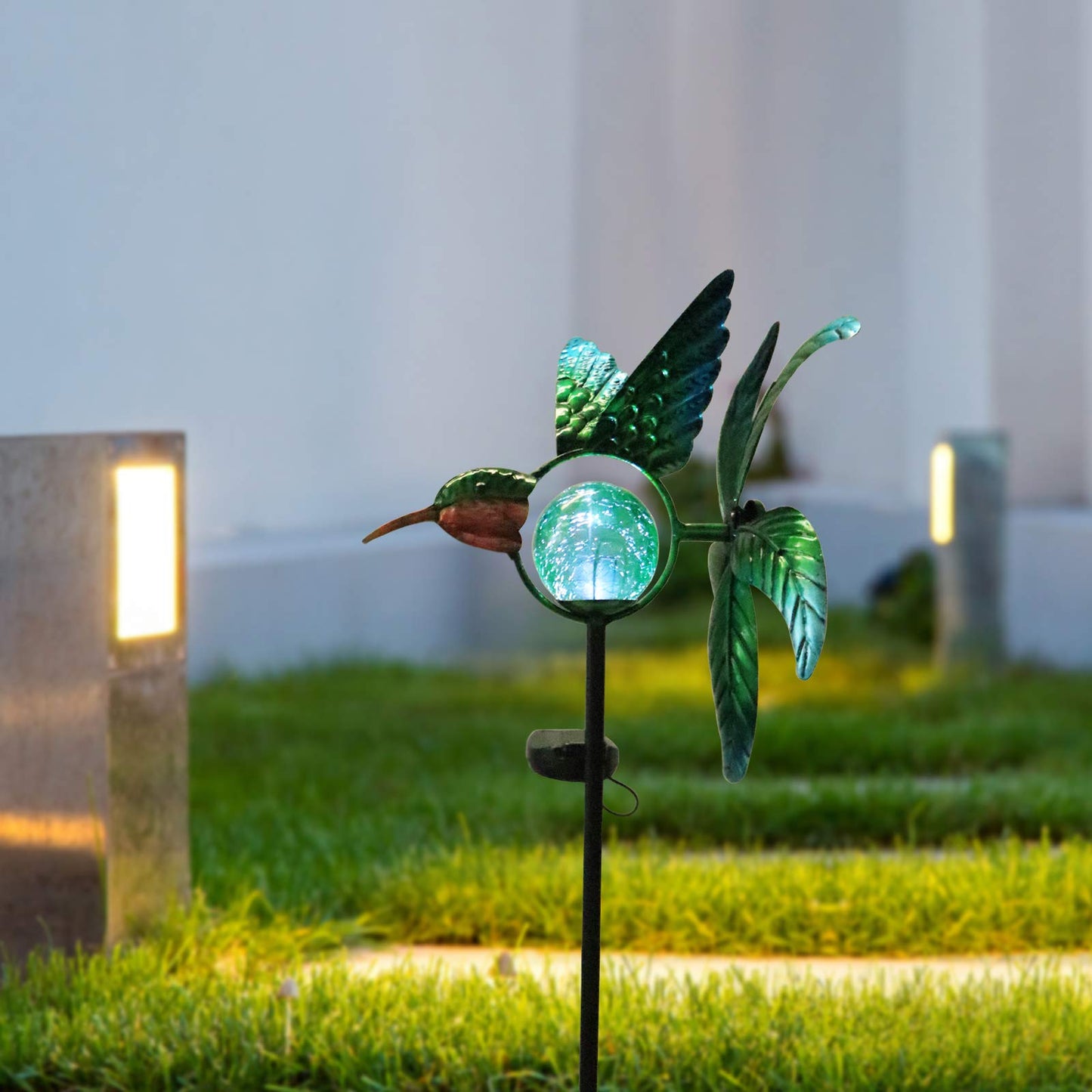 Solar-Windmühlen-Gartenleuchte aus Metall