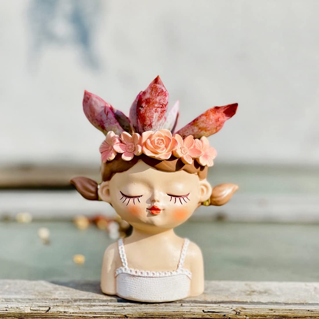 Blumentopf Harz Figur Mädchen