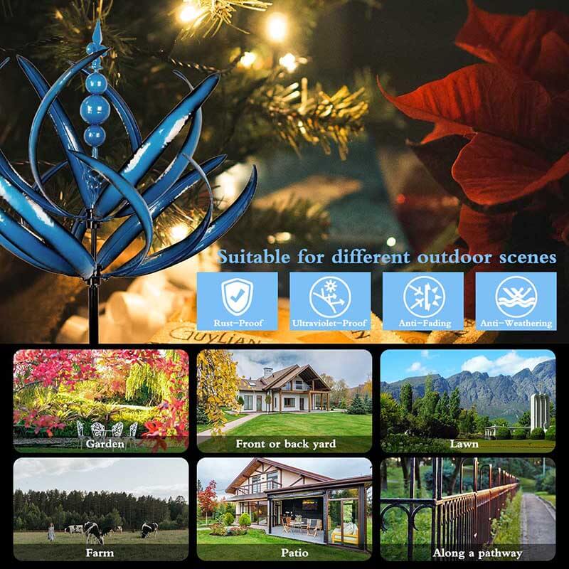 Cyan Oasis-Wind Spinner-Dracaena Metal Wind Spinner (Two colors)