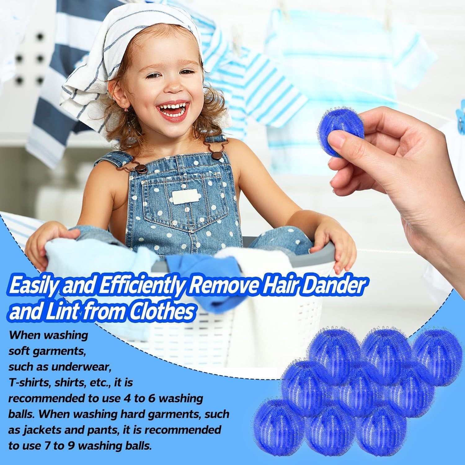 12 PCS Reusable Pet Hair Remover Laundry Balls