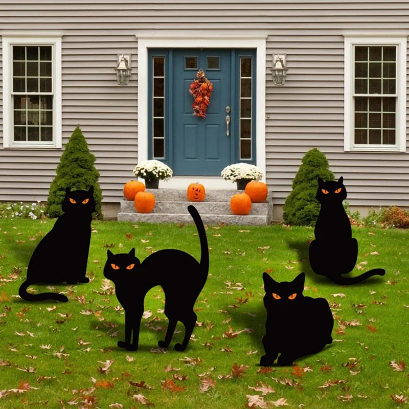 Décorations d'Halloween Chat Noir Métal Décoratif Jardin