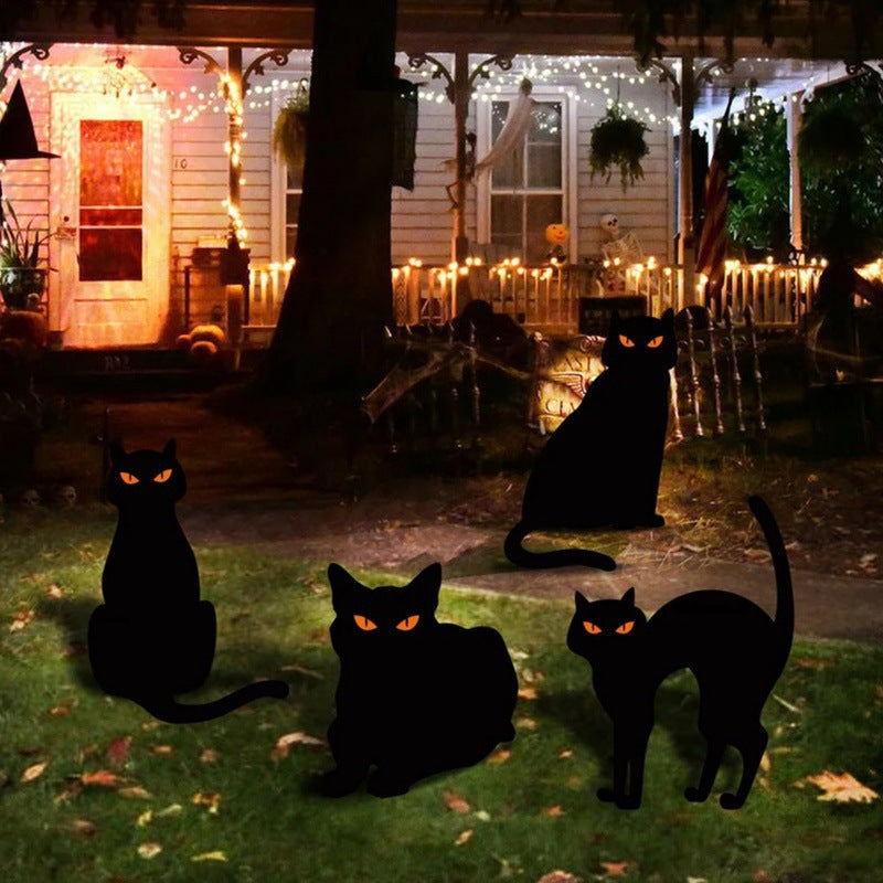 Décorations d'Halloween Chat Noir Métal Décoratif Jardin