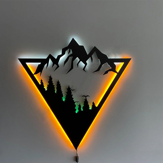 Geometrischer Berg – LED beleuchtete Wanddekoration Dschungel