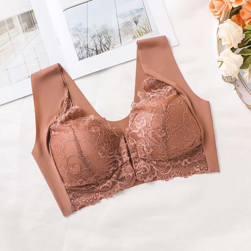 Yifare【50-110KG】Plus Size Push-Up Lace Front Closure Bra