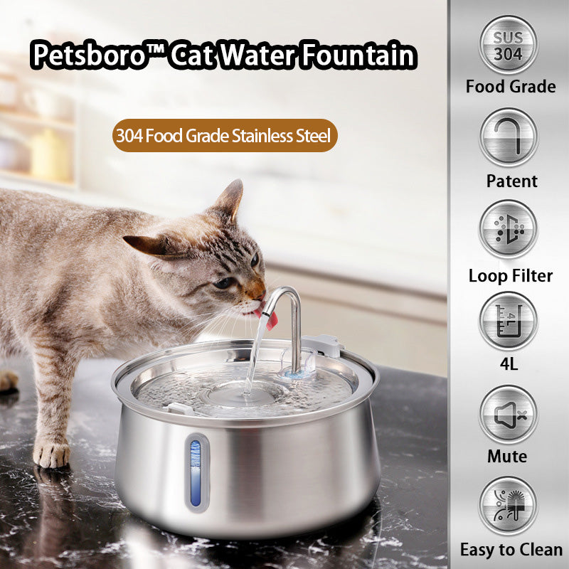 PetsBoro Stainless Cat Water Fountain