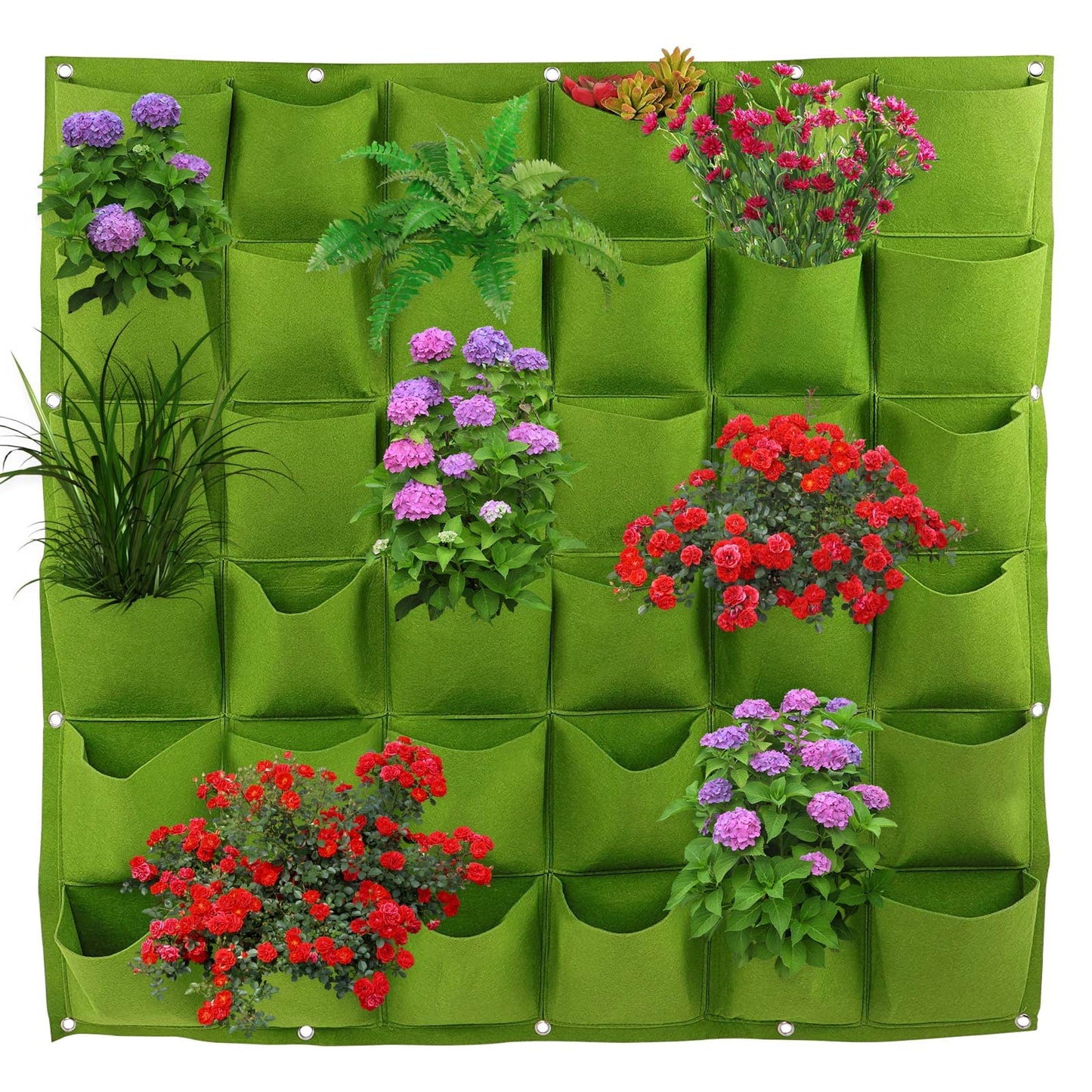 Hängende vertikale, an der Wand montierte Pflanztaschen