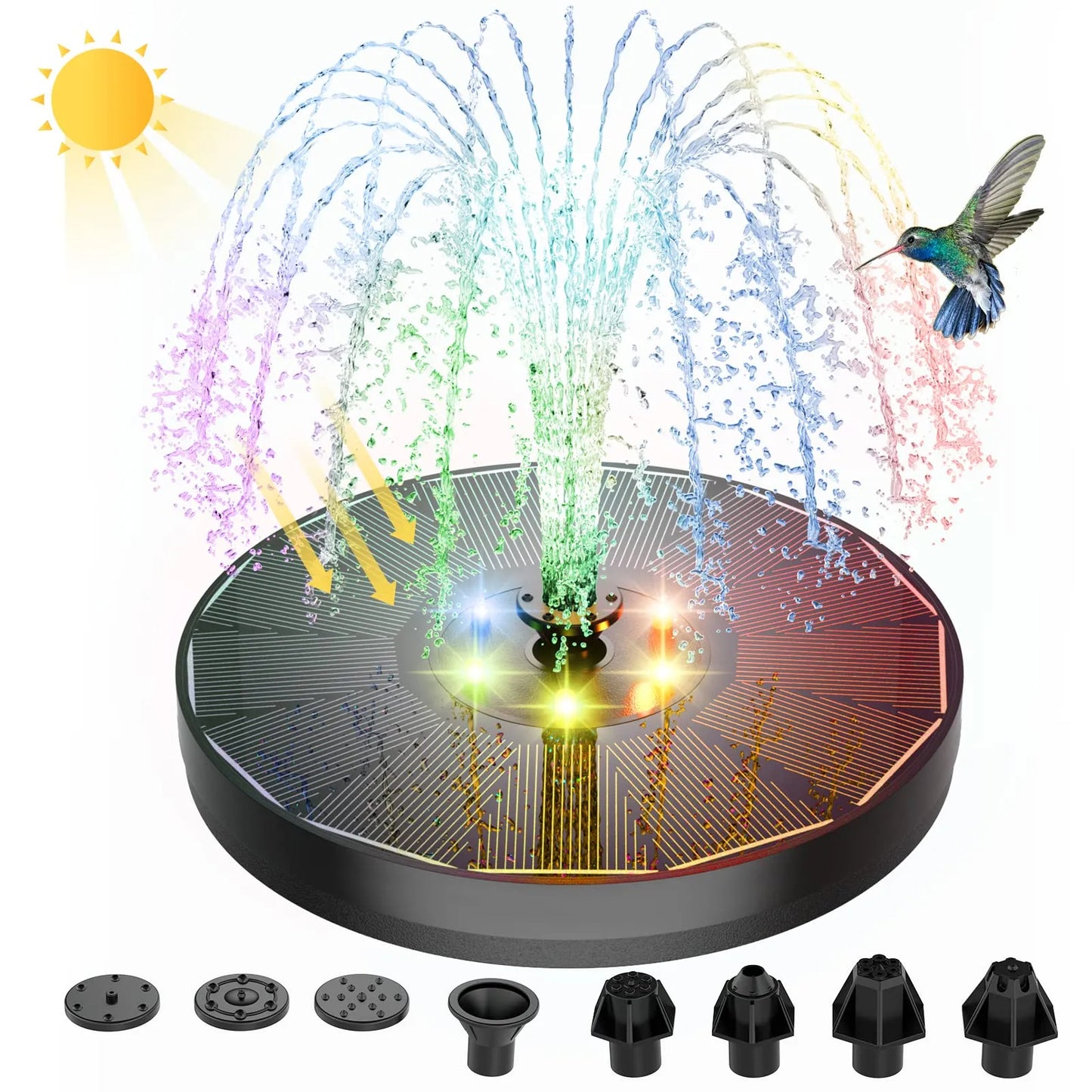 Sherem LED-Lit Solar Water Fountain