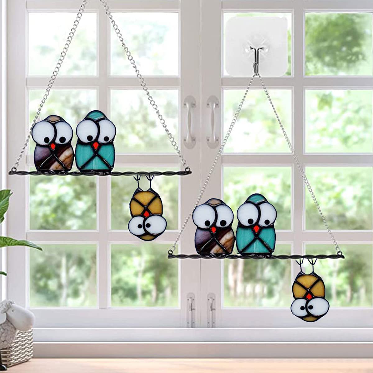 SheremArt Sunny Owls Window Hangings
