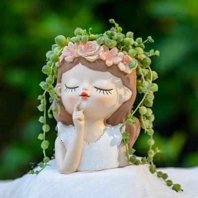 Blumentopf Harz Figur Mädchen